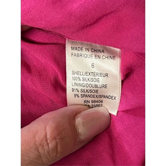 NWT Theory Taliana Georgette Women's Pink Sheath Short One Shoulder Dress Size 6 - Picture 6 of 11